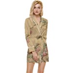 Flowers, Branches, Desenho, Edge, Leaves Long Sleeve Satin Robe