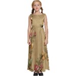 Flowers, Branches, Desenho, Edge, Leaves Kids  Satin Sleeveless Maxi Dress