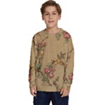 Flowers, Branches, Desenho, Edge, Leaves Kids  Crewneck Sweatshirt