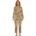 Flowers, Branches, Desenho, Edge, Leaves Womens  Long Sleeve Lightweight Pajamas Set