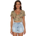 Flowers, Branches, Desenho, Edge, Leaves V-Neck Crop Top