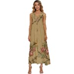 Flowers, Branches, Desenho, Edge, Leaves V-Neck Sleeveless Wide Leg Pants Overalls