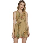 Flowers, Branches, Desenho, Edge, Leaves Sleeveless High Waist Mini Dress