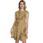 Flowers, Branches, Desenho, Edge, Leaves Cap Sleeve High Waist Dress