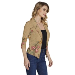 Women s Draped Front 3/4 Sleeve Shawl Collar Jacket 