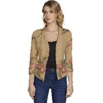 Flowers, Branches, Desenho, Edge, Leaves Women s Casual 3/4 Sleeve Spring Jacket