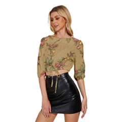 Mid Sleeve Drawstring Hem Top 