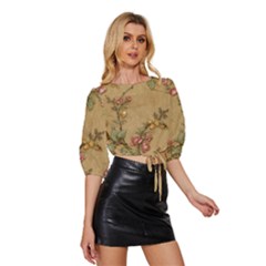 Mid Sleeve Drawstring Hem Top 