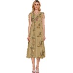 Flowers, Branches, Desenho, Edge, Leaves V-Neck Drawstring Shoulder Sleeveless Maxi Dress