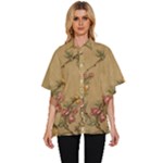 Flowers, Branches, Desenho, Edge, Leaves Women s Batwing Button Up Shirt