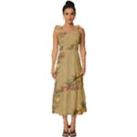 Flowers, Branches, Desenho, Edge, Leaves Tie-Strap Tiered Midi Chiffon Dress