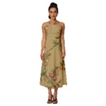 Flowers, Branches, Desenho, Edge, Leaves Sleeveless Cross Front Cocktail Midi Chiffon Dress