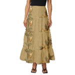 Flowers, Branches, Desenho, Edge, Leaves Tiered Ruffle Maxi Skirt