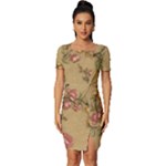 Flowers, Branches, Desenho, Edge, Leaves Fitted Knot Split End Bodycon Dress