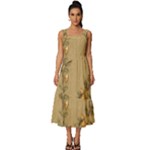 Flowers, Branches, Desenho, Edge, Leaves Square Neckline Tiered Midi Dress