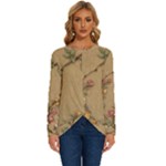 Flowers, Branches, Desenho, Edge, Leaves Long Sleeve Crew Neck Pullover Top