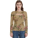 Flowers, Branches, Desenho, Edge, Leaves Women s Cut Out Long Sleeve T-Shirt