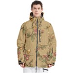 Flowers, Branches, Desenho, Edge, Leaves Men s Multi Pockets Zip Ski and Snowboard Waterproof Breathable Jacket