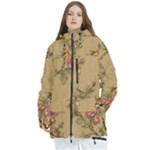 Flowers, Branches, Desenho, Edge, Leaves Women s Multi Pockets Zip Ski and Snowboard Waterproof Breathable Jacket