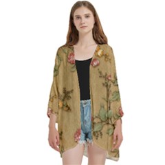 Open Front 3/4 Sleeve Batwing Chiffon Cardigan Kimono 