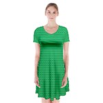 Green Lego Texture, Lego Background, Lego Texture, Green Short Sleeve V-neck Flare Dress