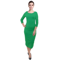 Quarter Sleeve Midi Velour Bodycon Dress 