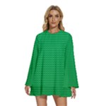 Green Lego Texture, Lego Background, Lego Texture, Green Round Neck Long Sleeve Bohemian Style Chiffon Mini Dress