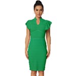 Green Lego Texture, Lego Background, Lego Texture, Green Vintage Frill Sleeve V-Neck Bodycon Dress