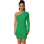 Green Lego Texture, Lego Background, Lego Texture, Green Long Sleeve One Shoulder Mini Dress