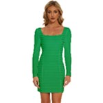 Green Lego Texture, Lego Background, Lego Texture, Green Long Sleeve Square Neck Bodycon Velvet Dress