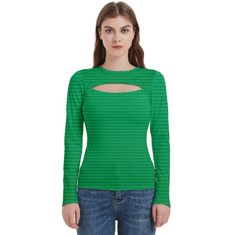 Green Lego Texture, Lego Background, Lego Texture, Green Women s Cut Out Long Sleeve T