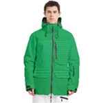 Green Lego Texture, Lego Background, Lego Texture, Green Men s Multi Pockets Zip Ski and Snowboard Waterproof Breathable Jacket