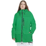 Green Lego Texture, Lego Background, Lego Texture, Green Women s Multi Pockets Zip Ski and Snowboard Waterproof Breathable Jacket