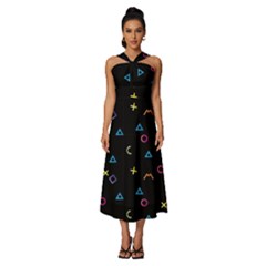 Sleeveless Cross Front Cocktail Midi Chiffon Dress 