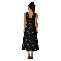 Sleeveless Cross Front Cocktail Midi Chiffon Dress 