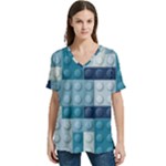 Lego, Background, Dots V-Neck Split Shoulder Casual T-Shirt