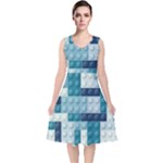 Lego, Background, Dots V-Neck Midi Sleeveless Dress 