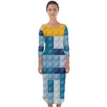 Lego, Background, Dots Quarter Sleeve Midi Bodycon Dress