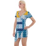 Lego, Background, Dots Short Sleeve Asymmetric Mini Dress