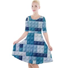 Quarter Sleeve A-Line Dress With Pockets 