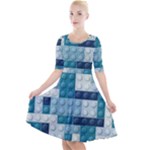 Lego, Background, Dots Quarter Sleeve A-Line Dress With Pockets