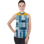 Lego, Background, Dots Mock Neck Chiffon Sleeveless Top