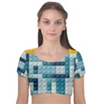 Lego, Background, Dots Velvet Short Sleeve Crop Top 