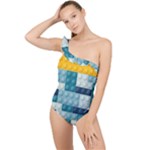 Lego, Background, Dots Frilly One Shoulder Swimsuit