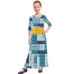 Lego, Background, Dots Kids  Quarter Sleeve Maxi Dress