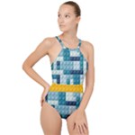 Lego, Background, Dots High Neck One Piece Swimsuit