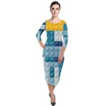 Lego, Background, Dots Quarter Sleeve Midi Velour Bodycon Dress