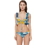 Lego, Background, Dots Low Cut Ruffle Edge Bikini Set