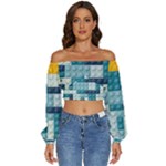 Lego, Background, Dots Long Sleeve Crinkled Weave Crop Top