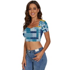 Short Sleeve Square Neckline Crop Top  